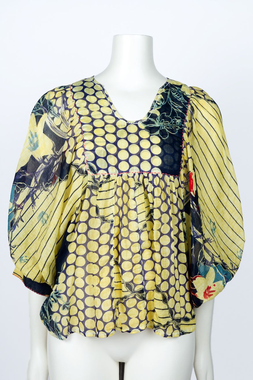 Tops, Yellow Colombian Blouse Size L