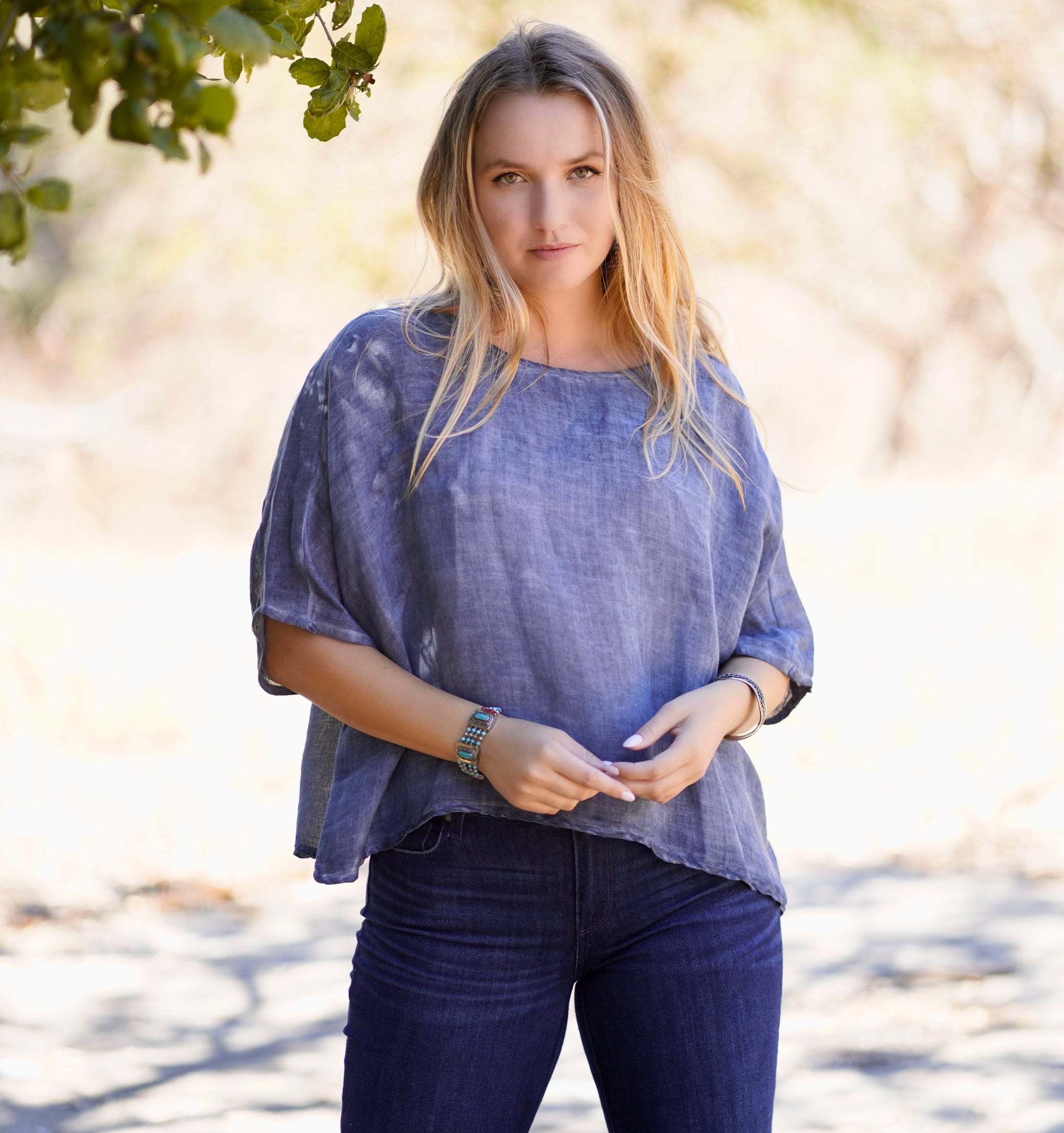 Everly Linen Blouse Denim