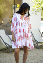 Load image into Gallery viewer, Raya Block Printed Mini Dress- White Coral
