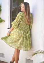 Load image into Gallery viewer, Raya Block Printed Mini Dress- Olive
