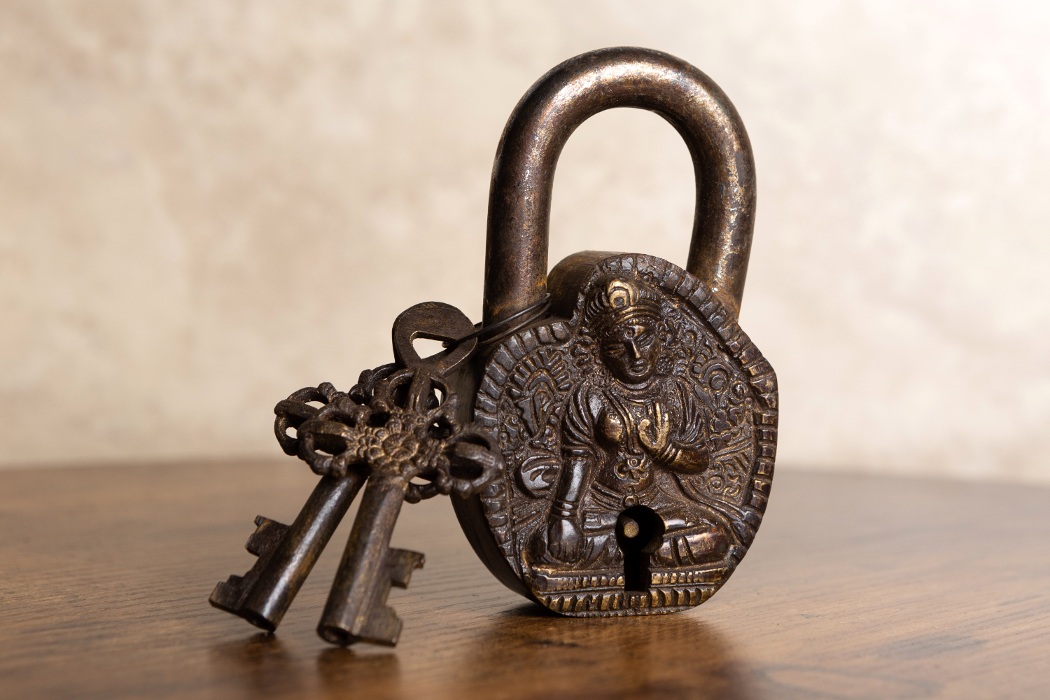 Old Buddha Padlock Rare Lock, Antique working lock - Ancient store VTG vintage shabby chic gift security lock